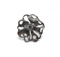 R002339 Sterling Silver Ring Flower With Cubic Zirconia Solid Hallmarked 925 Handmade